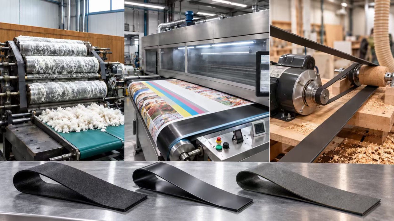 How to Select the Right Flat Belt Material for Textile, Printing, and Woodworking Machinery Where Slip and Surface Finish Matter